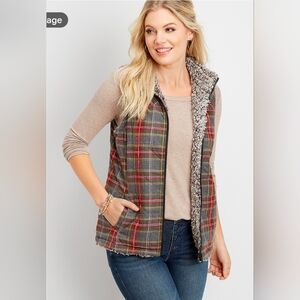 Plaid Sherpa-Lined Women's Vest